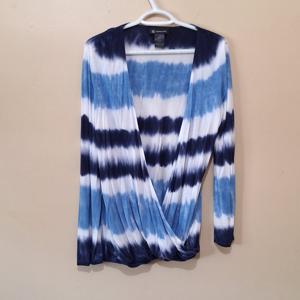 Inc International Concepts Long Sleeve Tie Dye Wrap Top